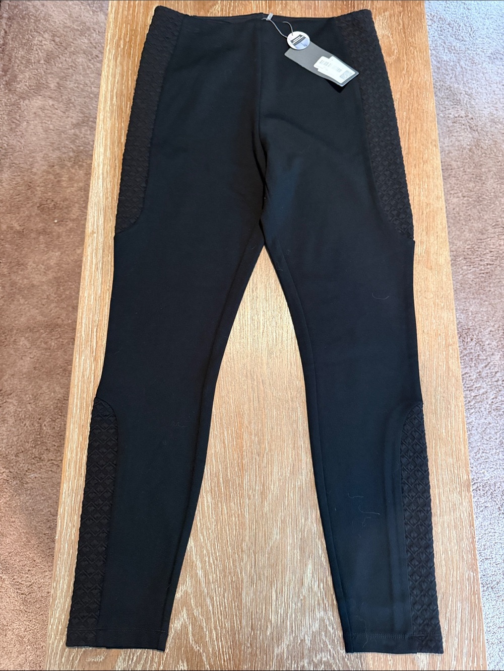 NWT Lyssé Riley Leggings Diamond Jacquard Side Panel Black Size L Style 2292